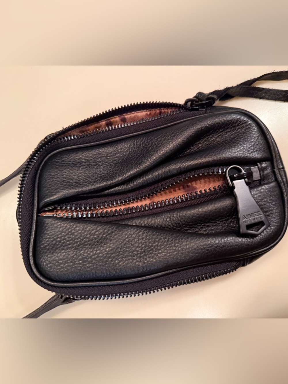 Aimee Kestenberg Leather Crossbody Tamitha Black Bag without Tag